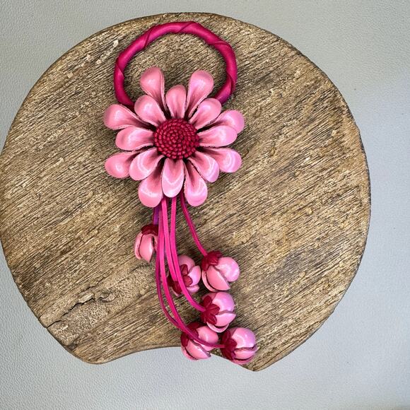 Leather Flower Purse Charm Genuine Leather Fall Daisy Bag Charm NEW FAST SHIP - Picture 1 of 8